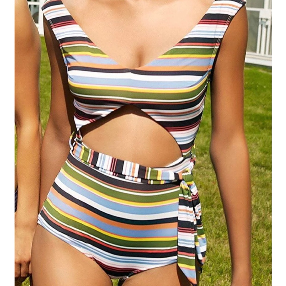 Anne Cole STUDIO Striped One-Piece Swimsuit Size 10